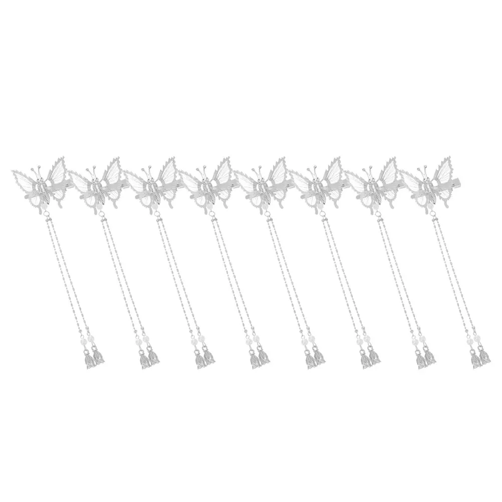

8pcs Fluttering Butterfly Tassel Clips Elegant Metal Side Accessories For Women Girls Bridal Wedding Party Butterfly Clip Women