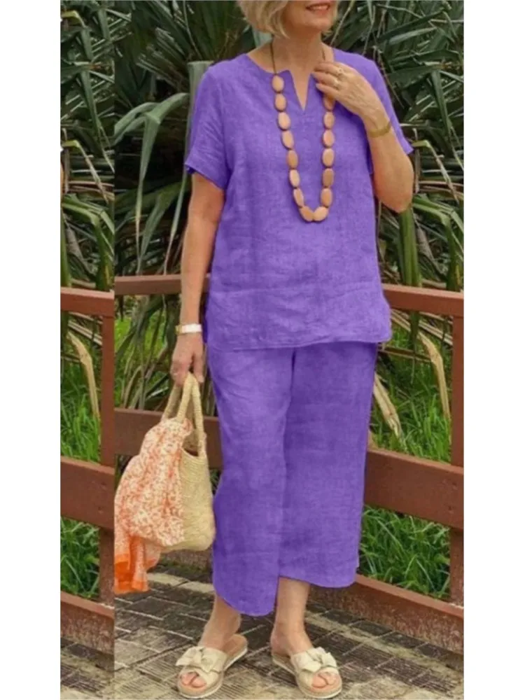 Short-sleeved Shirt Elastic Waist Pants 2-piece Set Loose And Casual Summer Fashion Elegant Solid 2 Piece Set Womens Clothing