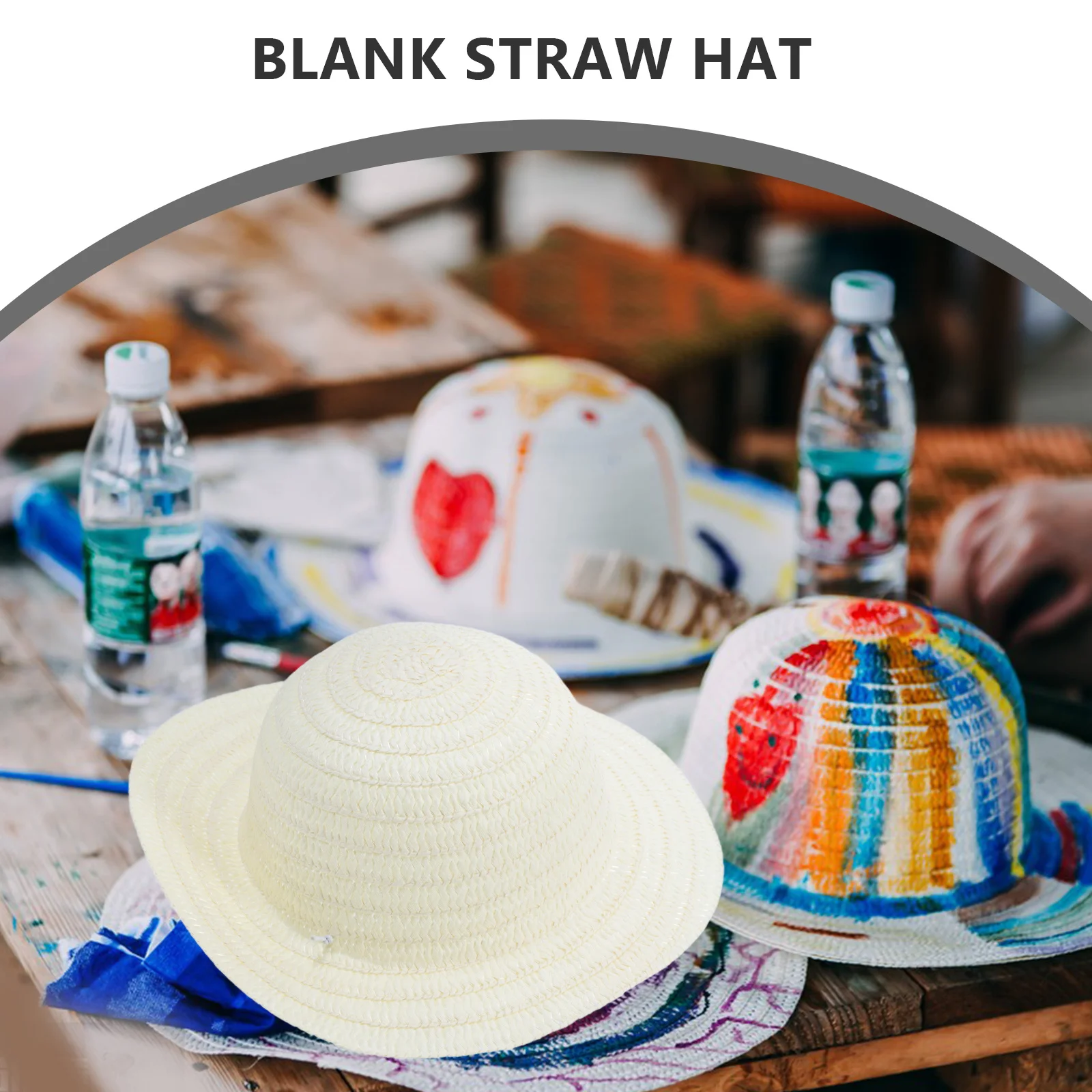 3Pcs Mini Straw Hat Woven Small Round Top Hat Decorative Prop for DIY Craft Photo Small Decor Accessory Tiny Hats