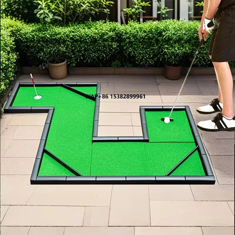 

LH New Design Composable Mini Golf Course Easy to Setup Compact Portable Artificial Turf Golf Putting Practice Mat