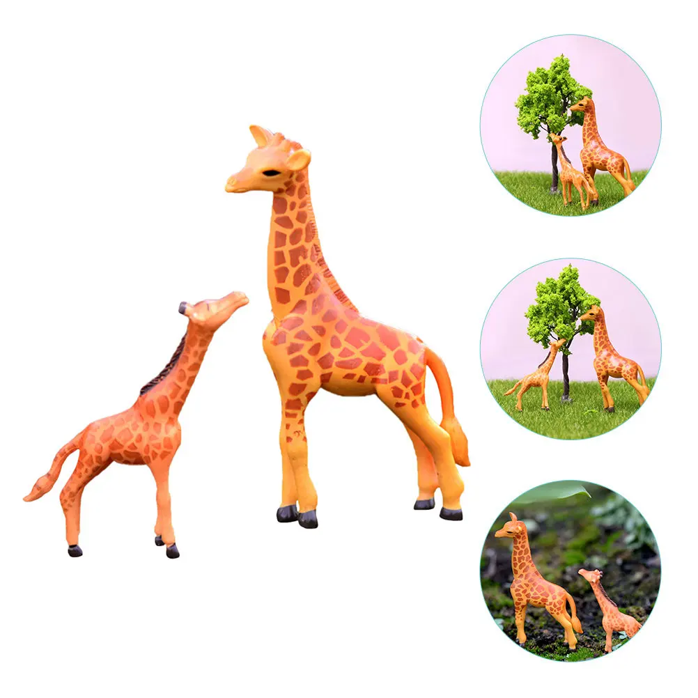 2Pcs Resin Animal Giraffe Decor Lightweight Miniature Ornament Outdoor Garden Balcony Lawn Adorable Micro Landscape Resin