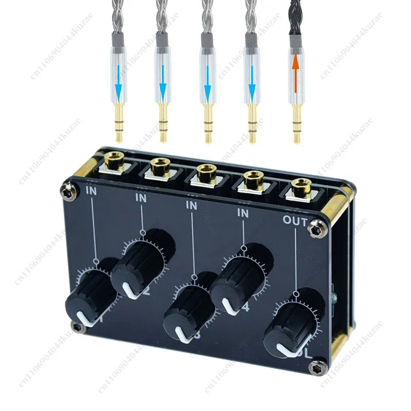 Dual Channel Live Audio Mixer 4 Input 1 Output Headphone Amplifier Music Mixing Controller for Live Streaming Accompaniment