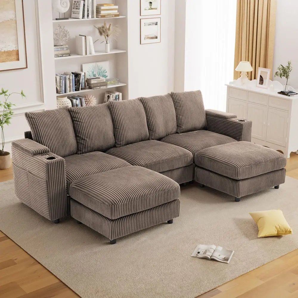

110" Oversized Cloud Couch haped ular Sectional Soa L Shaped Sectional Couches or Living Room Comy Corduroy Cloud Soa with Ottom