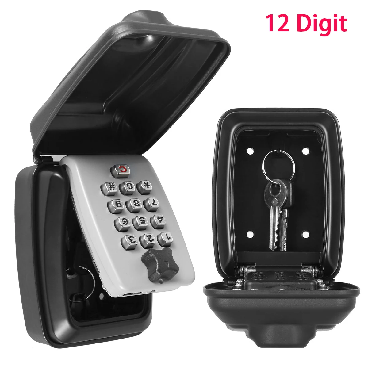 Wall Mounted Key Lock Box 12 Digit Combination Password Code Security Lock for Home Office Key Safe Secret Storage Box Organizer