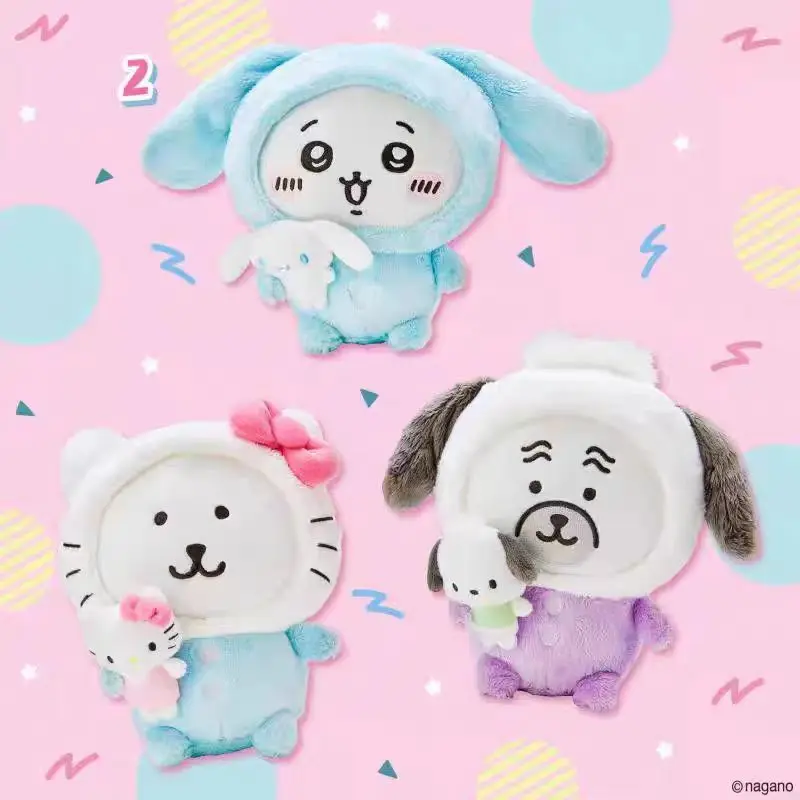 

Sanrio аниме фигурки Chiikawa мультфильм милый плюшевый брелок Hachiware Usachi маленькая подвеска на ножках самовосстанавливающийся медведь кукла подарок
