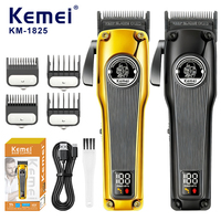 Kemei 1825 Barber Hair Clipper Brushless Motor DLC Blade Hair Trimmer Rechargeable Cordless Electric Taper Hair Cutting Machine