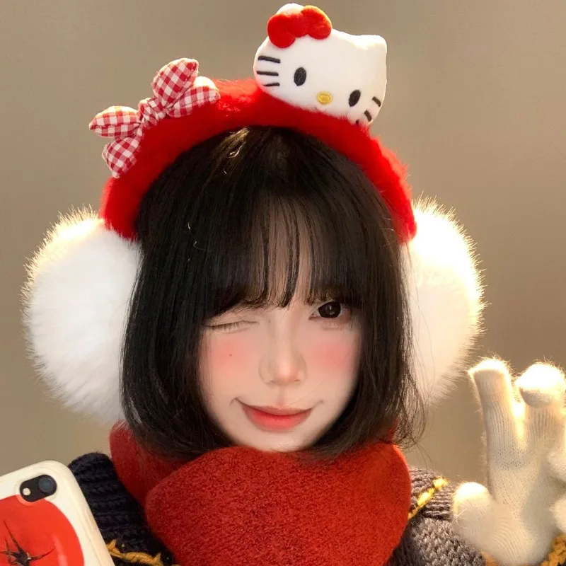 سانريو مرحبا كيتي لينة أفخم الأذن الدفء الشتاء طوي غطاء للأذنين الأطفال في الهواء الطلق إيرفلاب حماية الأذن يفشل غطاء للأذن