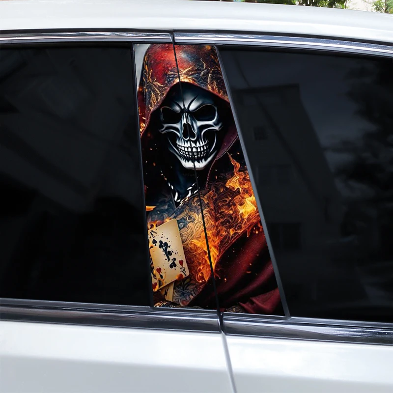 

1set Gothic Skeleton Car Sticker Car B-Pillar Vinyl Decal Waterproof Car Door Post Diy Decorative Cover Cover Scratch Sticker