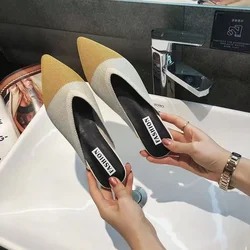 New Women's Summer Mules Fashion Female Flipflop Yellow Office Slippers Flat Sandals Women Spring Slides Shoes 43 Woven Slippers