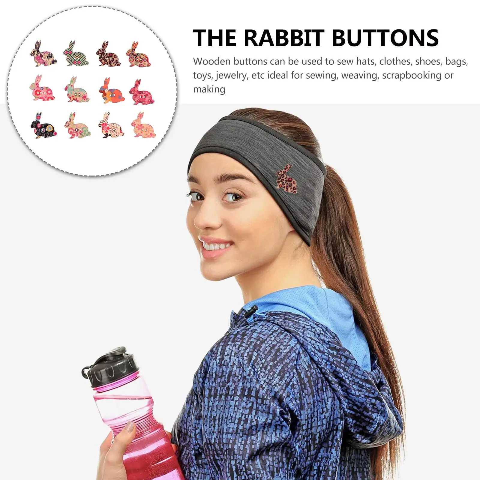 Rabbit Two Hole Button Printed Clothes Buttons Mixed Shaped Colorful DIY Sewing Easter Retro Decor