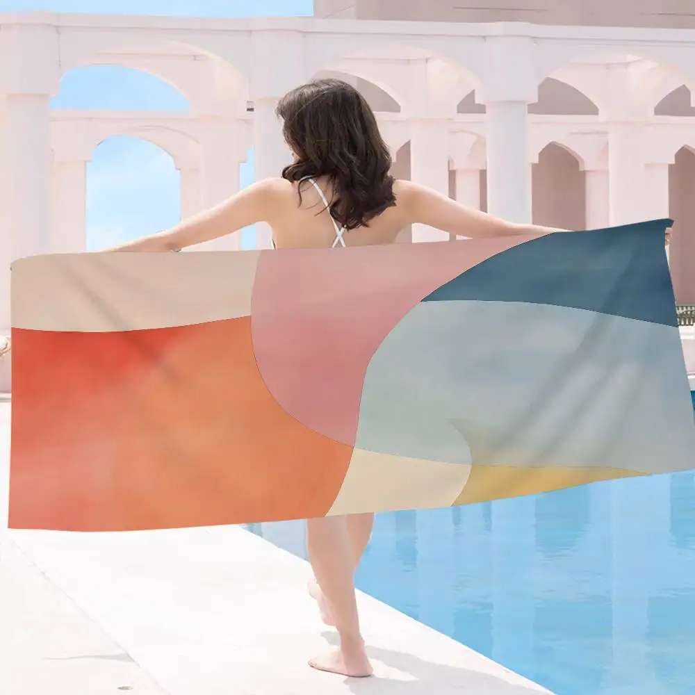 Moderne microvezeldeken in Scandinavische stijl, sneldrogende strandhanddoeken, extra groot bedrukt, superabsorberende zwembadhanddoekdeken