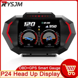 Car HUD GPS Speedometer Speed Head Up Display OBD2 P24 Inclinometer Digital Over Speed Alarm Fuel Consumtipn Car Navigation