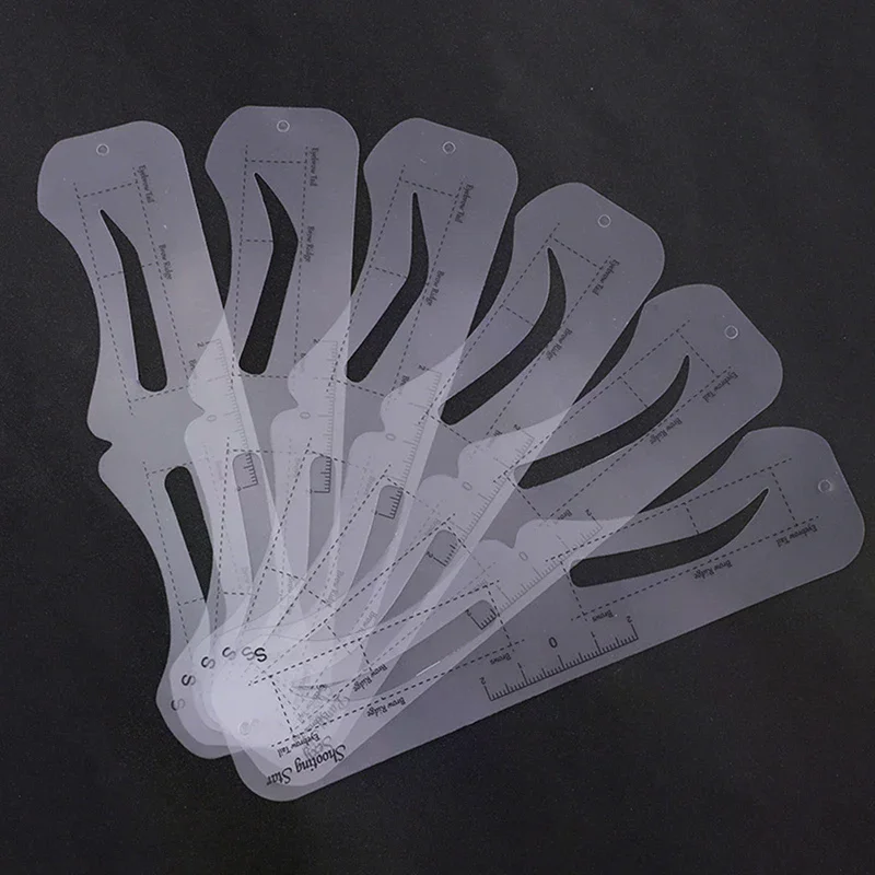 Plantilla para cejas fija de 6 estilos, plantilla moldeadora de cuidado, pegatinas reutilizables, herramientas de maquillaje para sellos cosméticos para cejas