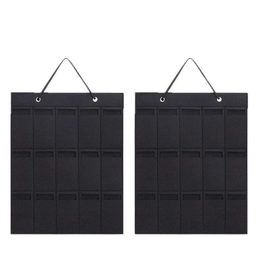 2Pcs 15 Slots Sunglasses Display Hanging Bag Wall-Mounted Pocket Storage Glasses Organizer Felt Dust Proof