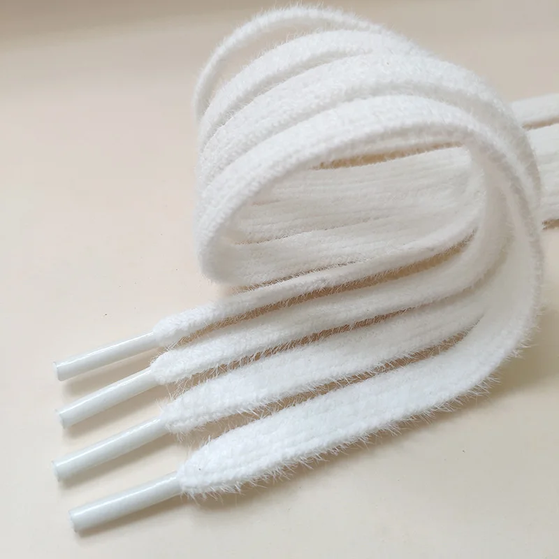 1 Paar 8 mm weiße, schwarze, haarige, weiche Schnürsenkel, 120/140 cm, runde High-Top-Low-Top-Schnürsenkel aus Segeltuch, Zubehör – Detail 4