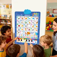 Gráficos de pared parlantes para niños, números del alfabeto bilingüe, póster de aprendizaje en inglés y español con música para niños, niñas de 1 a 6 años