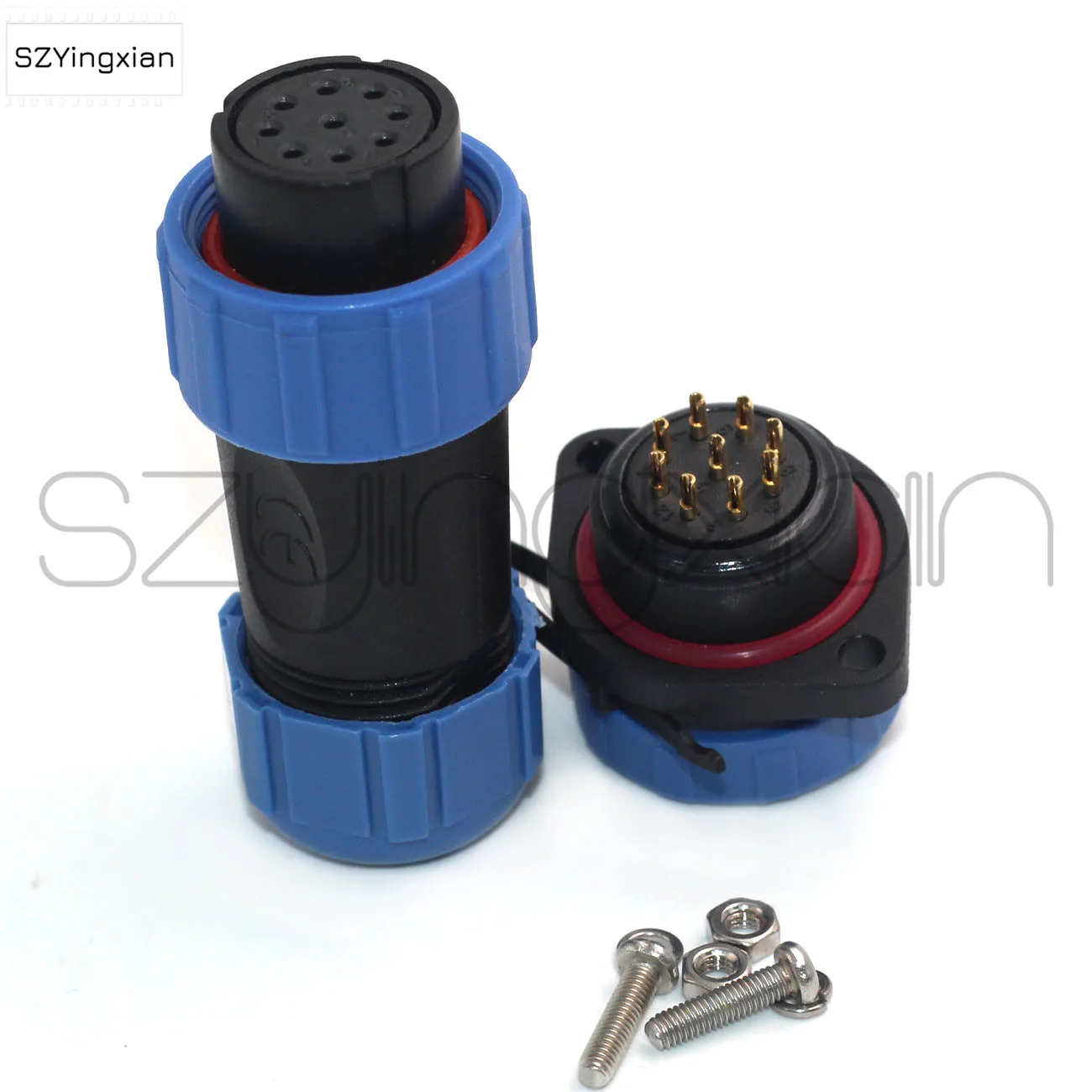 SP21 Flange Panel Mount Connector 2 3 4 5 6 7 8 9 10 12 Pin Industrial Power Waterproof IP68 Female Plug Male Socket