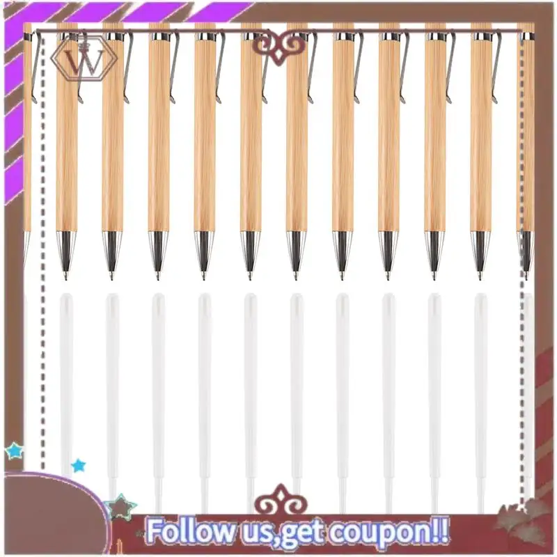 ABBG-12 piezas de bolígrafo retráctil de bambú con 24 recambios, productos de oficina, bolígrafos de bambú, bolígrafos de madera