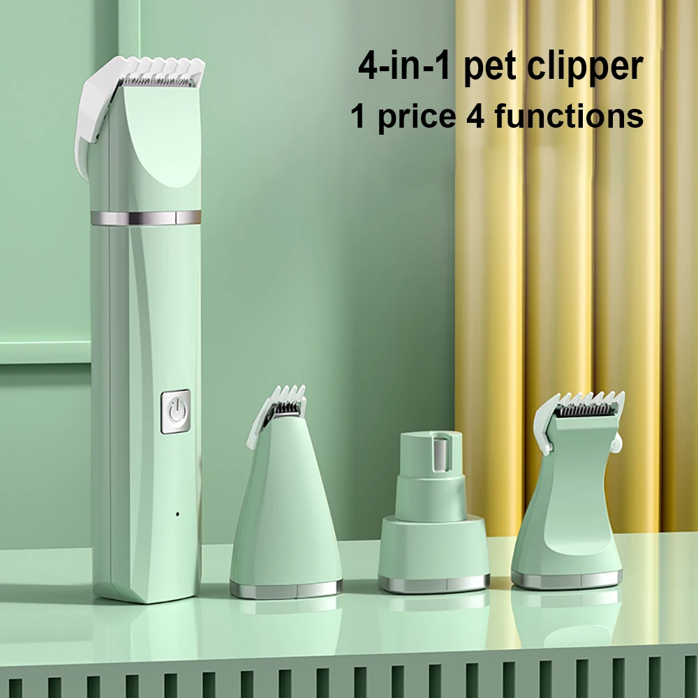 4 in 1 Pet Electric Hair Trimmer 5V USB With 4 Blades Professional Recharge Haircut For Dogs Cat Grooming Clipper Nail Grinder