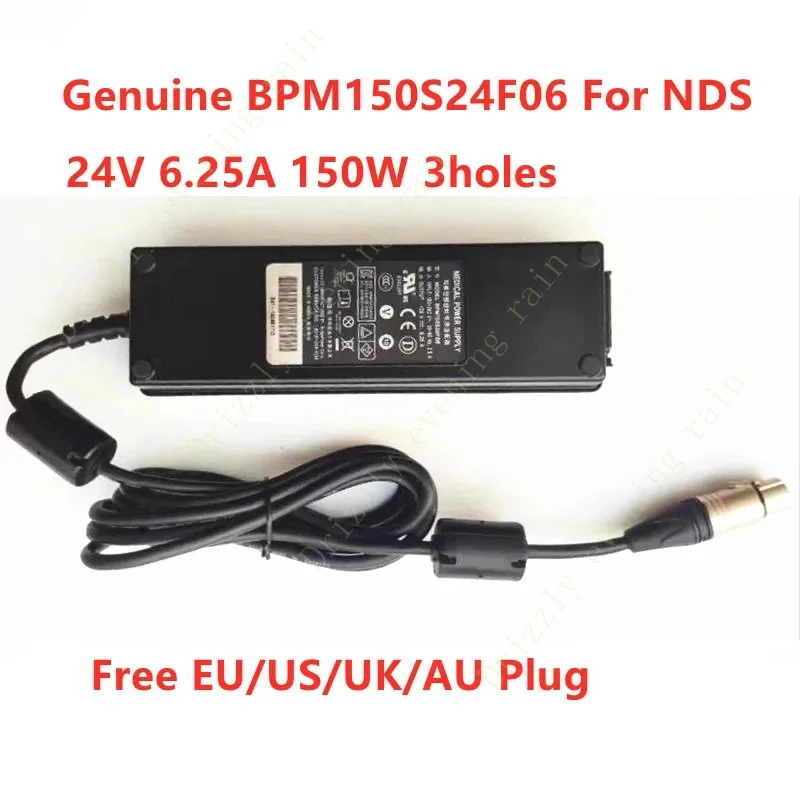 Genuine for BPM150S24F06 24V 6.25A 150W 3holes 3PIN AC Adapter For NDS MEDICAL Power Supply Charger