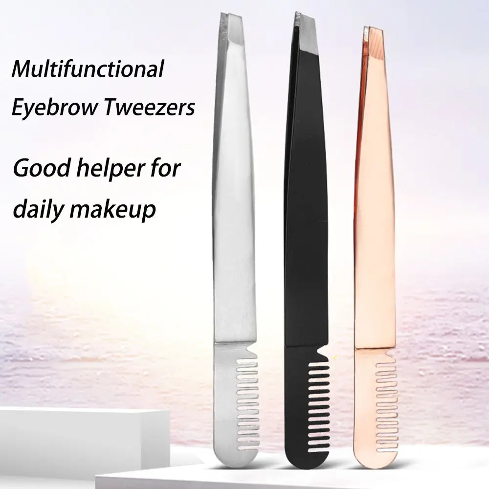 Tools Stainless Steel Eyelashes Extension Clip Nail Rhinestones Picker Double Eyelid Stickers Pliers Eyebrow Tweezers with Comb