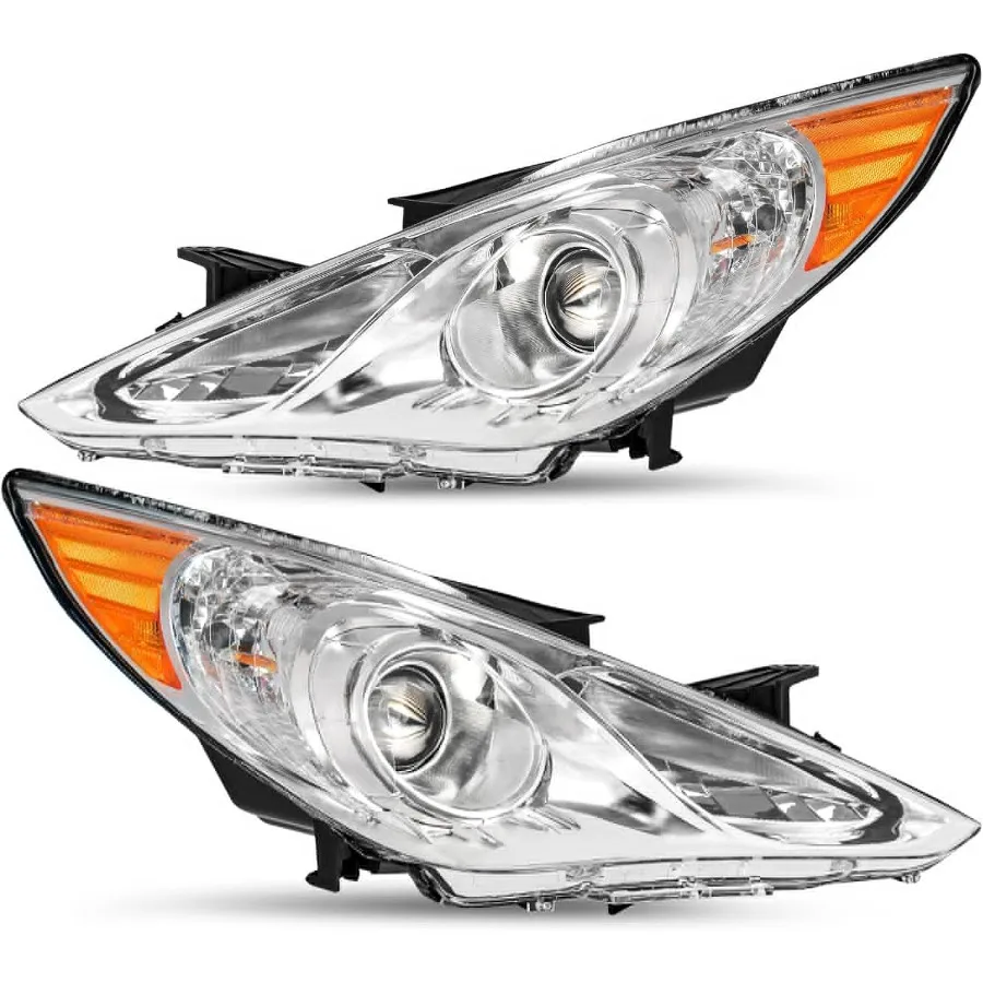

Headlight Assembly Compatible with 20112014 Sonata 4 Door Sedan Featuring Projector Halogen Technology and Chrome Housing with