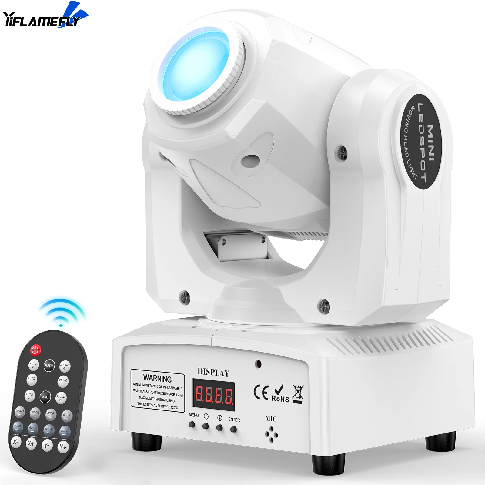 이플레임플라이 화이트 100W LED 라이트 패턴 라이트 무대 효과 무빙 헤드 라이트 리모컨 DMX 포함 웨딩 콘서트 클럽 KTV용
