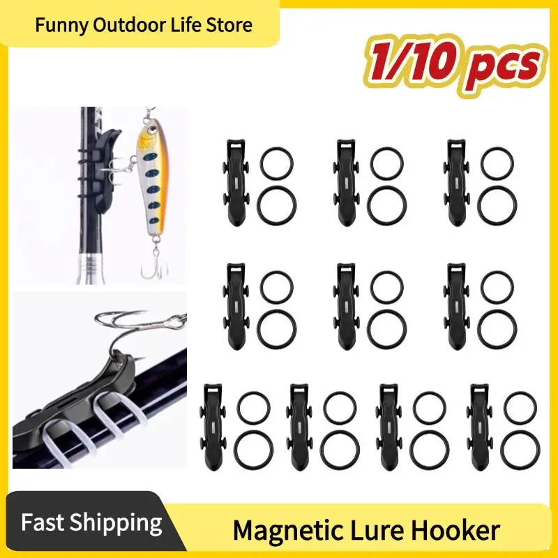 Magnetic Fishing Hook Keeper Holder Fish Bait Holder Magnetic Automatic Hooker Hook Keeper For Fishing Rod With Rubber Rings