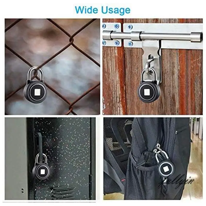 

FULL-Fingerprint Padlock, Bluetooth Lock, Mobile APP, Smart Padlock With Keyless Biometric, Water Resistant(Black)