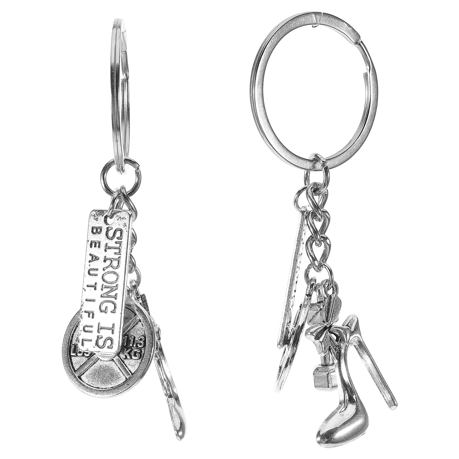 

2pcs High Heels Chain Gym Bag Charm Stylish Key Ring Women Fitness Keychains Small Gifts Key Decoration Hiking Camping