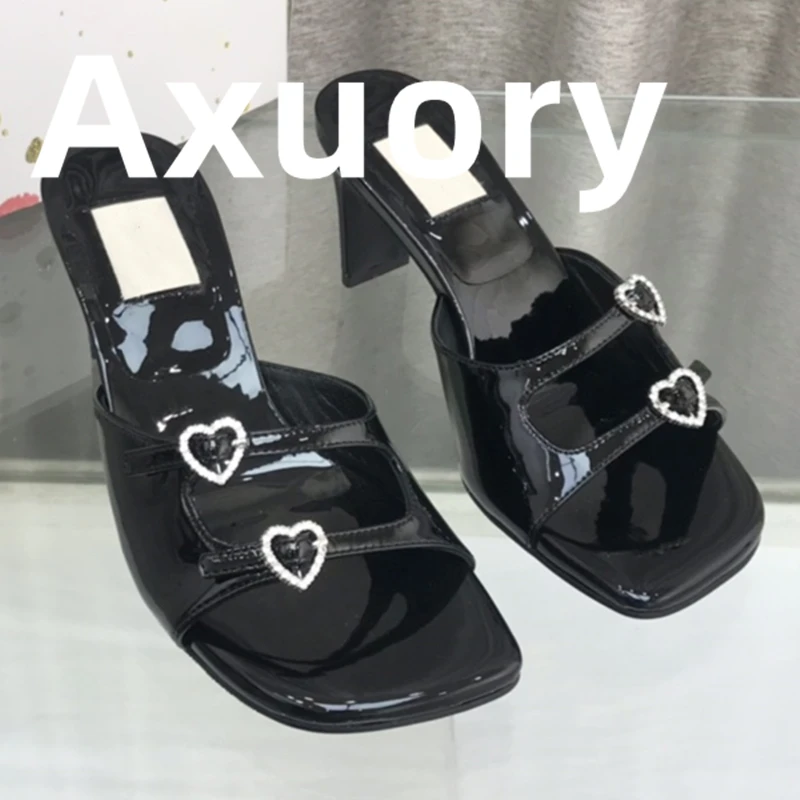 

Sandal High Heel Design 5.5CM Women's High-heeled Sandals Lacquer Leather Upper Solid color Genuine Leather Sole