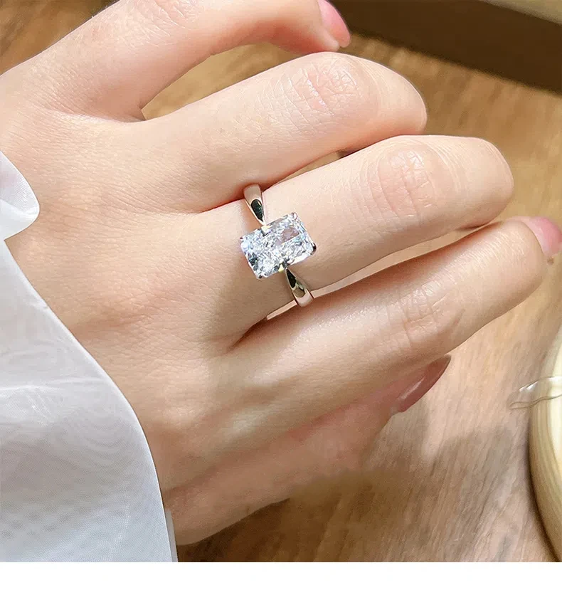 3.5CT High Carbon Diamond 925 Sterling Silver Rings Wedding Bands Fine Jewelry White Color Ring For Women