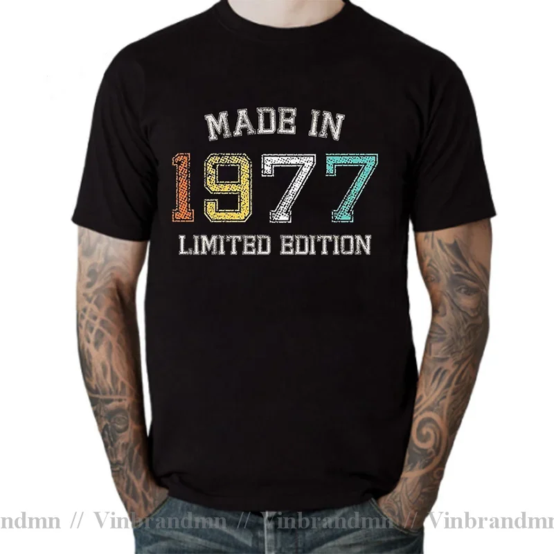 Vintage Made in 1977 Limited Edition T Shirt men Creative All Original Parts Funny Men's T-shirt Father Birthday Gift Tee Shirt