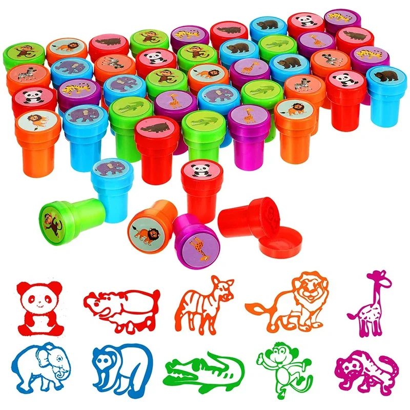 10 stks/doos Cartoon Postzegels Dier Dinosaurussen Postzegels Speelgoed Kinderen Verjaardagscadeautjes Behandelen Jongen Meisje Feestartikelen School Award DIY Speelgoed Seal