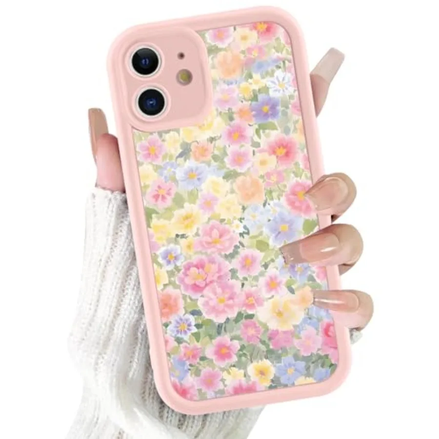 

Cute Colorful Flower Phone Case for iPhone 11 Case 6.1", Aesthetic Trendy Floral Pattern Design Shockproof Soft Slim TPU Full C