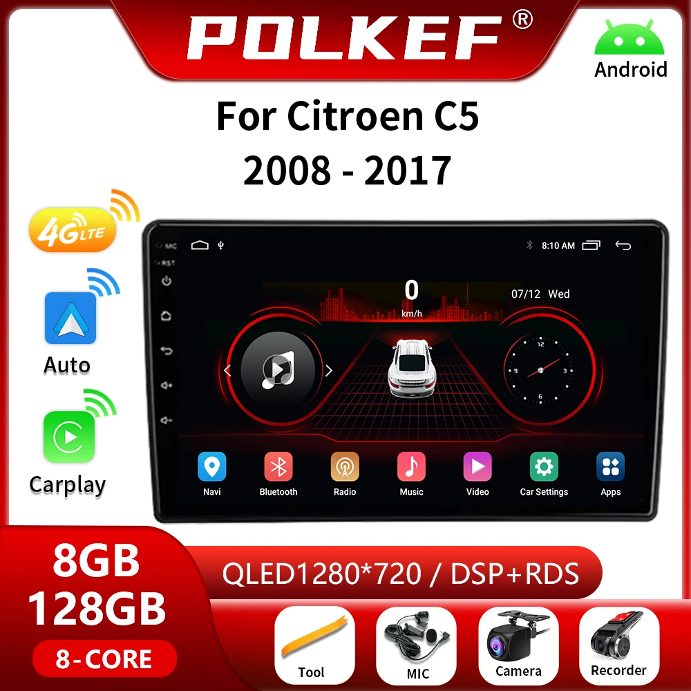 

Android 13 Car Radio For Citroen C5 2008-2017 Multimedia Video Player Navigation GPS 2 Din DVD Stereo Head Unit 4G Carplay DSP