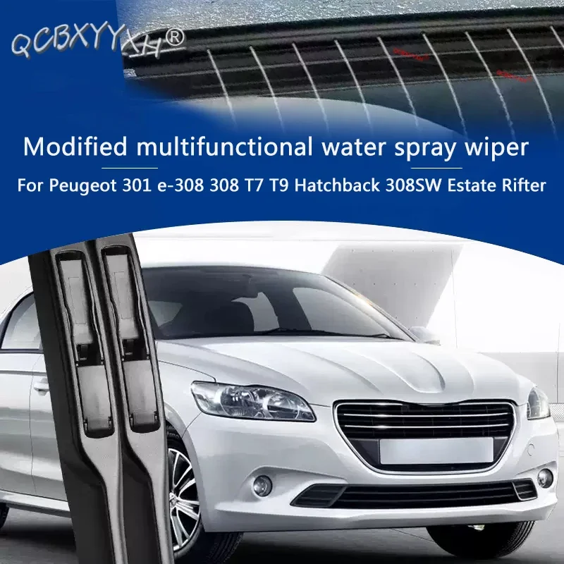 For Peugeot 301 e-308 308 T7 T9 Hatchback 308SW Estate Rifter 2pcs Car Modify Windshield Water Spray Wiper Auto Wet Arm Wiper