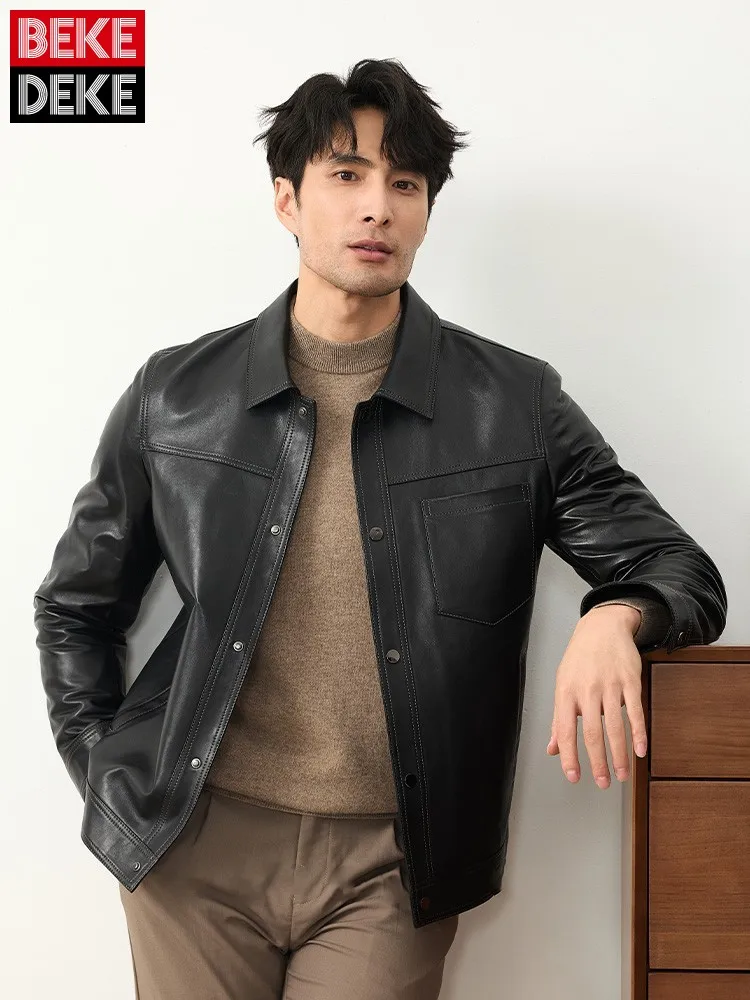 

Высококачественная мужская куртка из натуральной кожи, уличная одежда, повседневная облегающая осенняя мотоциклетная короткая куртка в стиле панк, верхняя одежда из натуральной козьей кожи