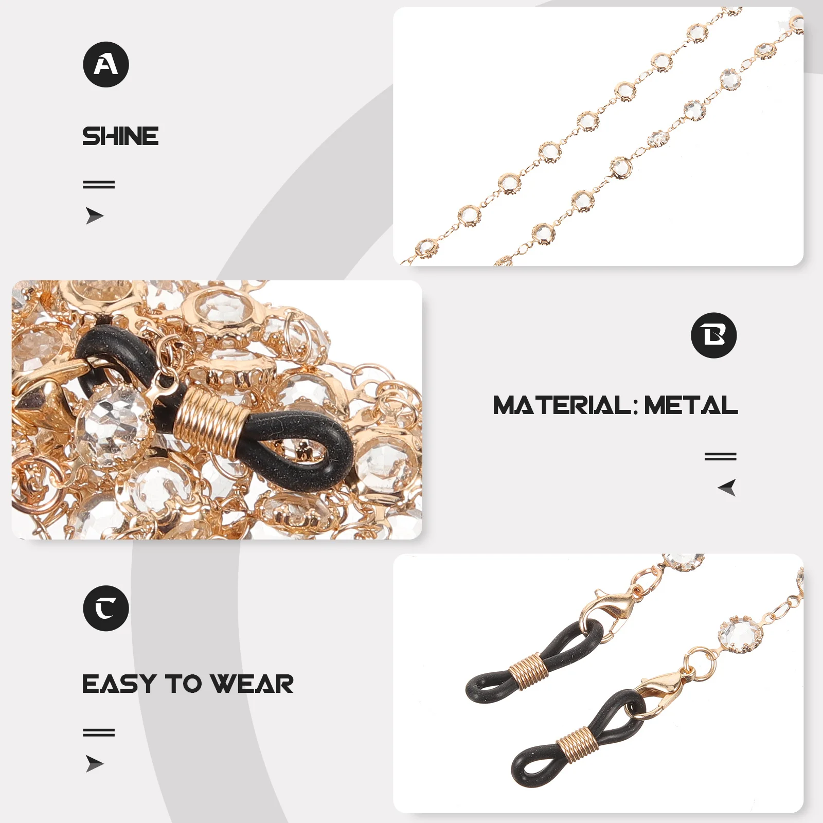 

1Pcs Eyeglass Chain Premium Metal Glasses Lanyard Lightweight Secure Fit for Active Lifestyle Fashionable Lens Holder Rope