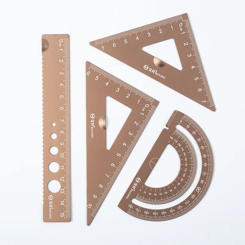 4-Piece Aluminum Ruler Set - Multi-Size Measuring Tools for School, Office & DIY Projects