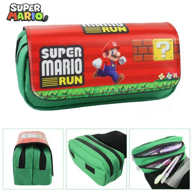 

Super Mario Bros Pencil Case Anime Large Capacity Pen Bag Cartoon Printed Double Layer Pencil Bag Boys Girls Stationery Supplies