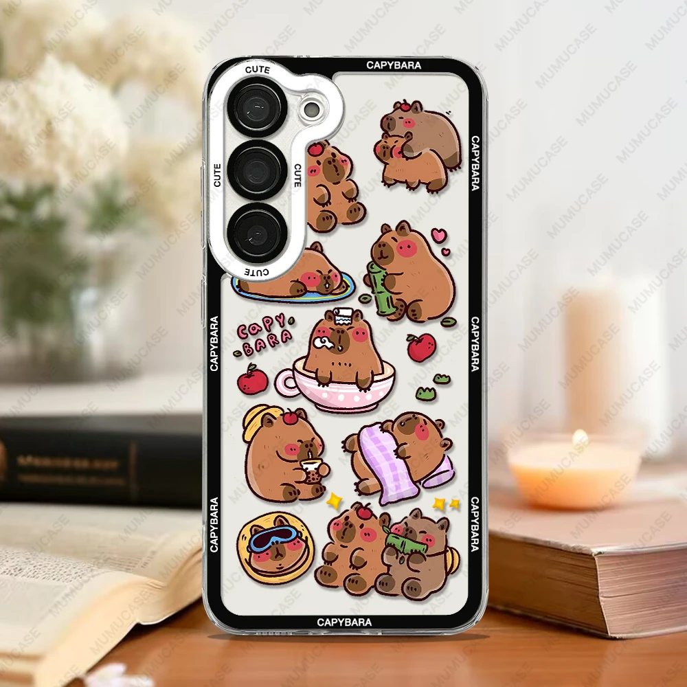 Cute Capybara Phone Case For Samsung Galaxy S25 S20 S21 S22 S23 S24 FE Plus Ultra A54 A53 A52 A34 5G TPU Cover