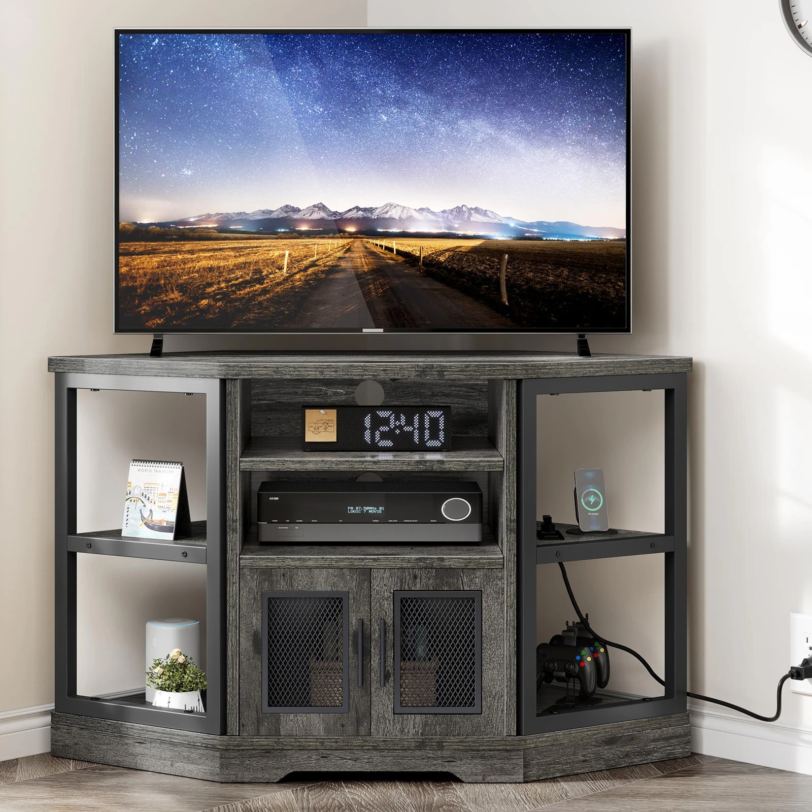 

TV Stand Cabinet for TVs up to 55" Media Console Table with Power Outlets