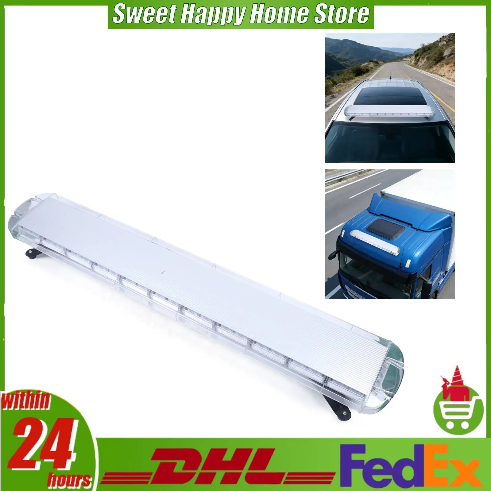 96 LED Strobe Light Bar Emergency Warning Light 21 Flash Modes IP65 Waterproof 12-24V with Digital Display Switch for Car Truck