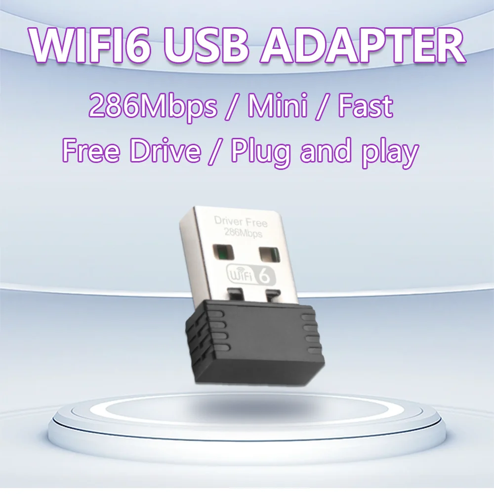 OPTFOCUS-Adaptador Wifi Para PC, Mini receptor inalámbrico de 2,4G, 286mbps, USB, Dongle 6e