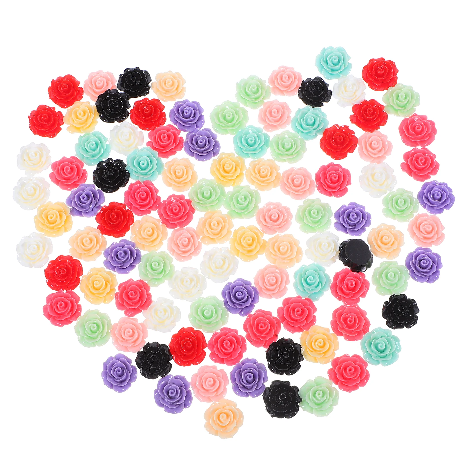 

100Pcs Resin Rose Flowers Beads Flatback DIY Cabochons Accessory Embellishment for Scrapbooking Craft 18mm (Assorted Color)