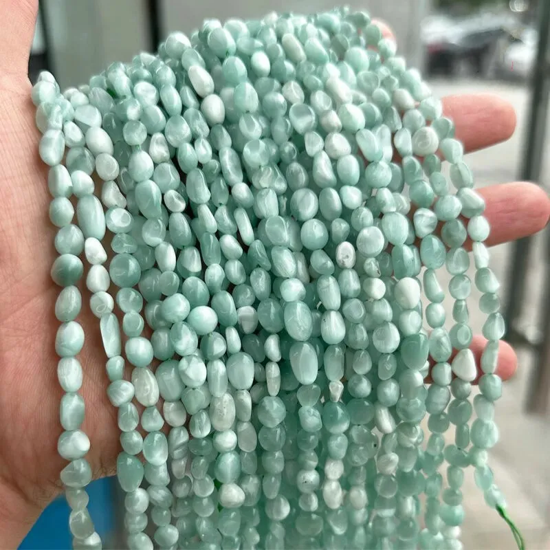 green Angel stone baroque 6-9mm nature for making jewelry necklace 38cm FPPJ wholesale LOOSE BEADS