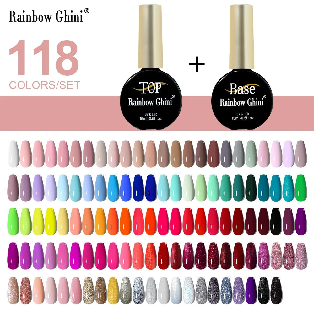 

RG HEMA/TPO FREE Gel Nail Polish 15ml 120Pcs/set Popular Colors Glitter Semi-permanent Hybrid Nail Art Varnish Manicure Nail Gel