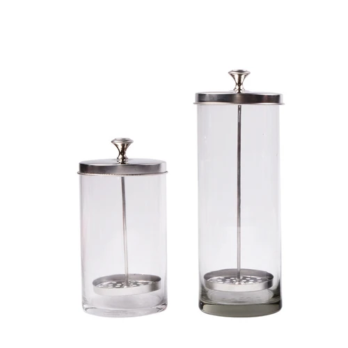 Imagen 1 del producto Botella de esterilización de peluquería, tijeras de vidrio, peine, cubierta de acero inoxidable, tarro desinfectante para corte de pelo, herramientas de esterilización para salón