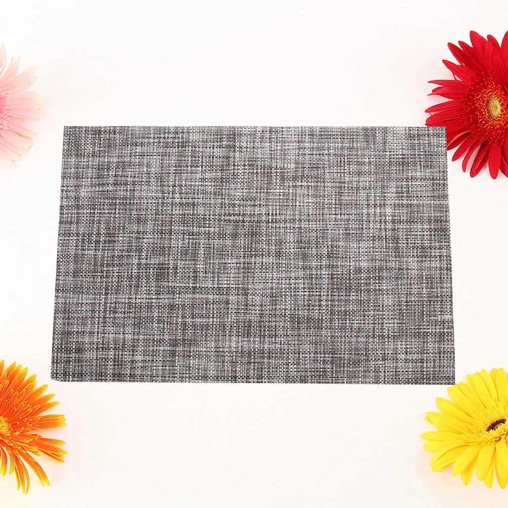 

PVC Woven Placemat Griege Melange Color Thick Heat Resistant Table Mat for Western Style Restaurant Non Slip Easy Care